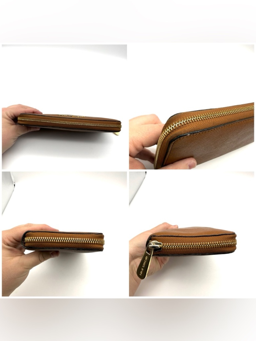 Michael Kors Jet Set Saffiano Zip Around Wallet Brown and Gold - Picture 11 of 14